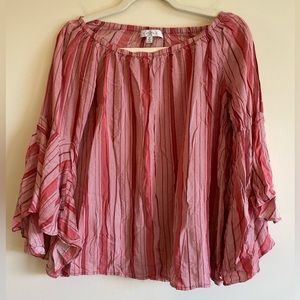 Fever Striped Boho Peasant Blouse with Flowy Bell Sleeves Size Medium